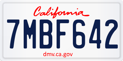 CA license plate 7MBF642