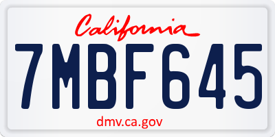 CA license plate 7MBF645