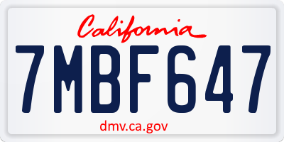 CA license plate 7MBF647