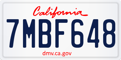 CA license plate 7MBF648