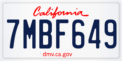 CA license plate 7MBF649