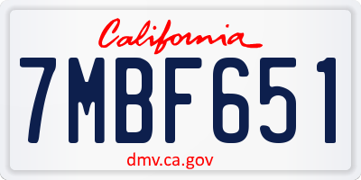 CA license plate 7MBF651