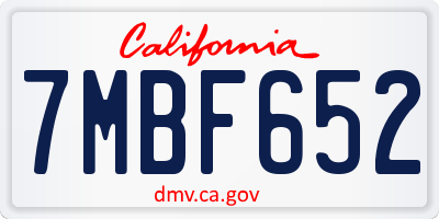 CA license plate 7MBF652