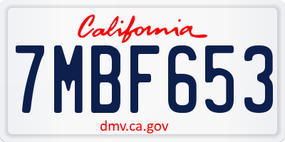 CA license plate 7MBF653