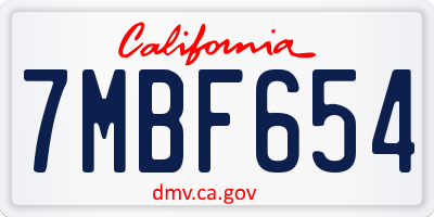 CA license plate 7MBF654