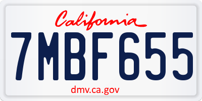 CA license plate 7MBF655