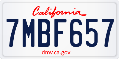 CA license plate 7MBF657