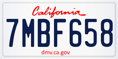 CA license plate 7MBF658