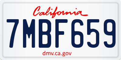 CA license plate 7MBF659