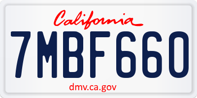 CA license plate 7MBF660