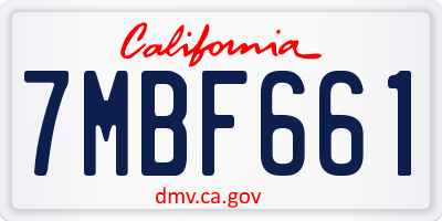 CA license plate 7MBF661