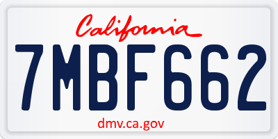 CA license plate 7MBF662