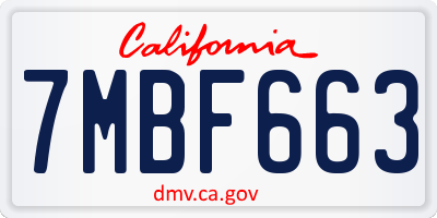 CA license plate 7MBF663