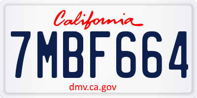 CA license plate 7MBF664