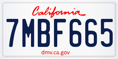 CA license plate 7MBF665