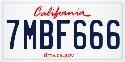 CA license plate 7MBF666