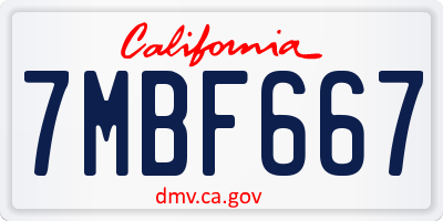 CA license plate 7MBF667