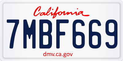 CA license plate 7MBF669