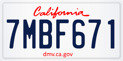 CA license plate 7MBF671