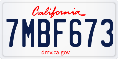 CA license plate 7MBF673