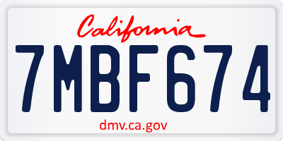 CA license plate 7MBF674