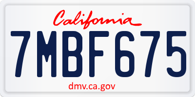 CA license plate 7MBF675