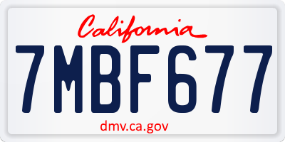 CA license plate 7MBF677