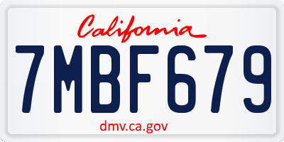 CA license plate 7MBF679