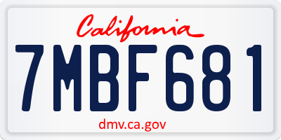 CA license plate 7MBF681