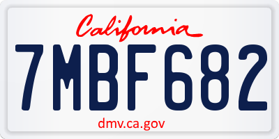 CA license plate 7MBF682