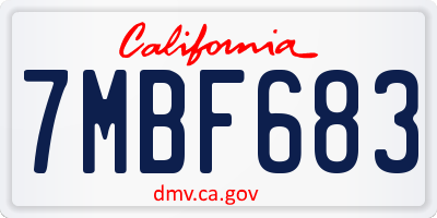 CA license plate 7MBF683