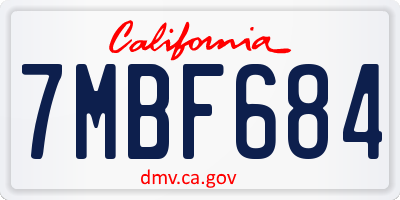CA license plate 7MBF684