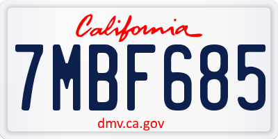 CA license plate 7MBF685