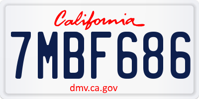 CA license plate 7MBF686
