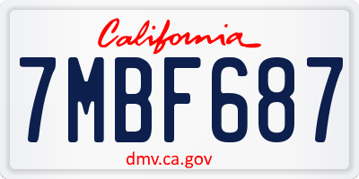 CA license plate 7MBF687