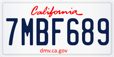 CA license plate 7MBF689