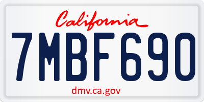 CA license plate 7MBF690