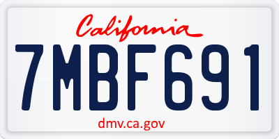 CA license plate 7MBF691