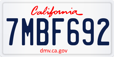 CA license plate 7MBF692