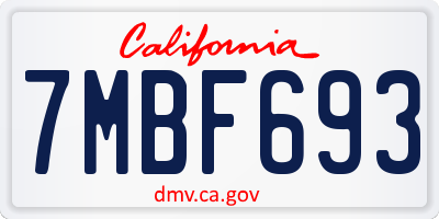 CA license plate 7MBF693