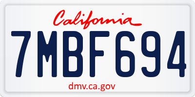CA license plate 7MBF694