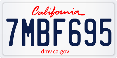CA license plate 7MBF695