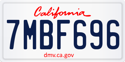 CA license plate 7MBF696