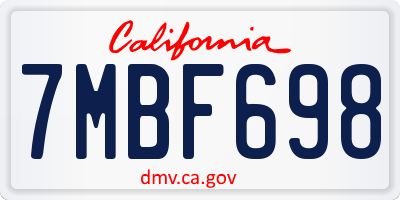 CA license plate 7MBF698