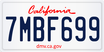 CA license plate 7MBF699