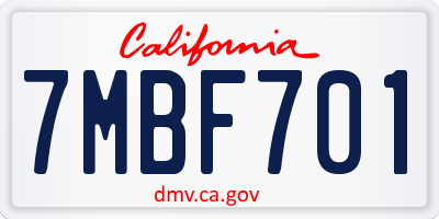 CA license plate 7MBF701