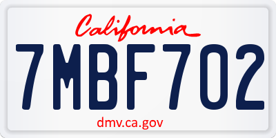 CA license plate 7MBF702