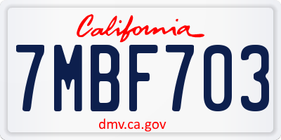 CA license plate 7MBF703