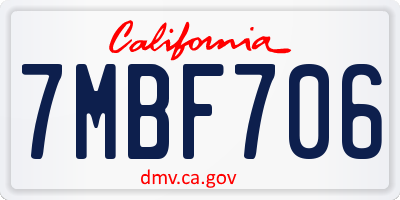 CA license plate 7MBF706