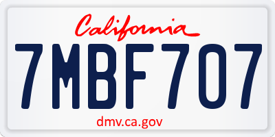 CA license plate 7MBF707